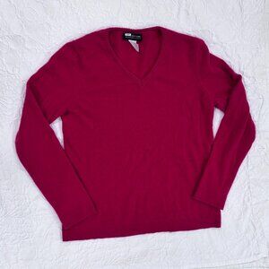 Jones New York Red V-Neck Cashmere Sweater Size Large